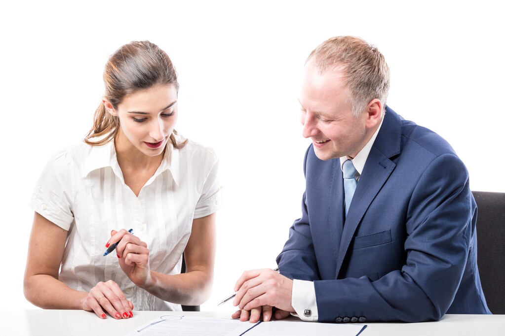 Two businessmen discussing letter of credit