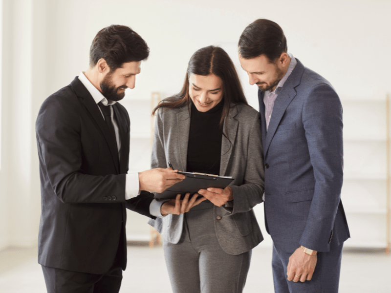 A mortgage broker presents a solution to clients
