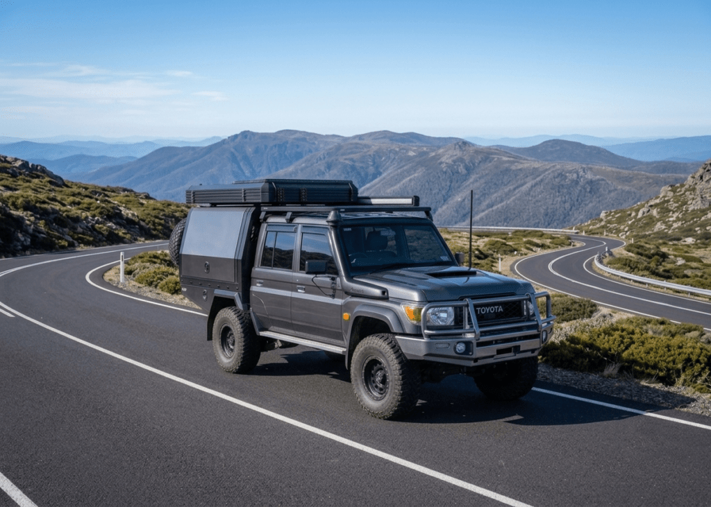Toyota 79 series driving down the road