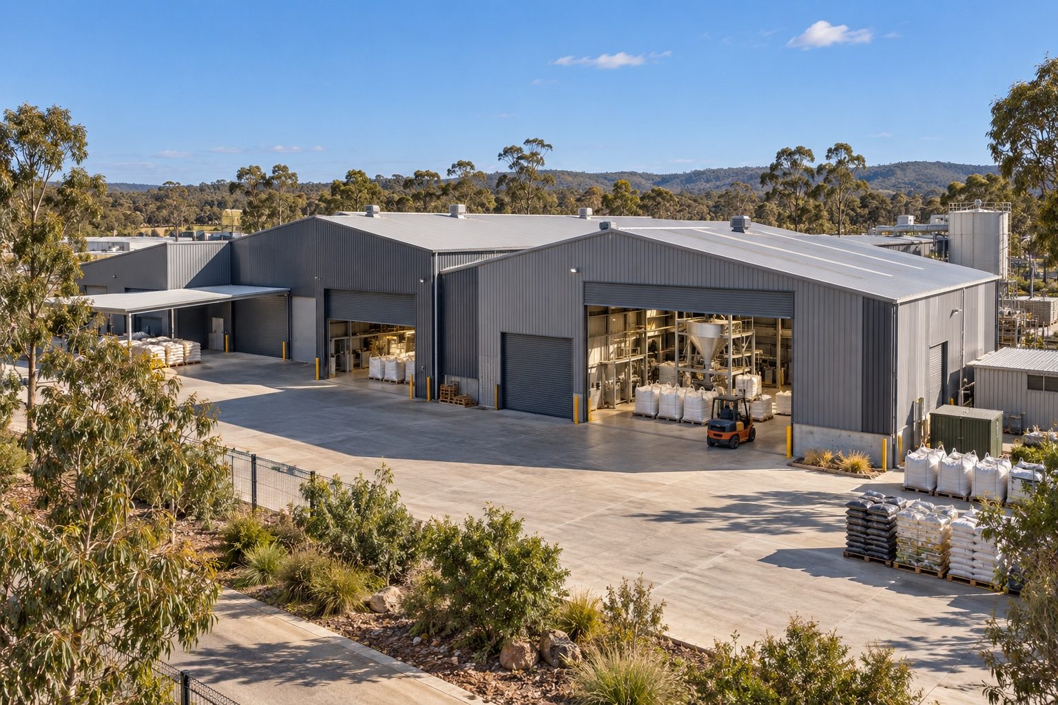 Aerial view of an Australian industrial manufacturing site, the type of premises financed with a commercial property loan
