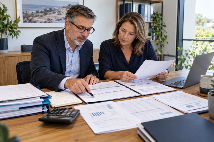 Accountant and business owner preparing evidence for an ATO interest remission request