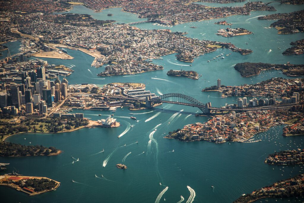 Birds eye view of Sydney, Australia, which is the 2nd most unaffordable market in the report