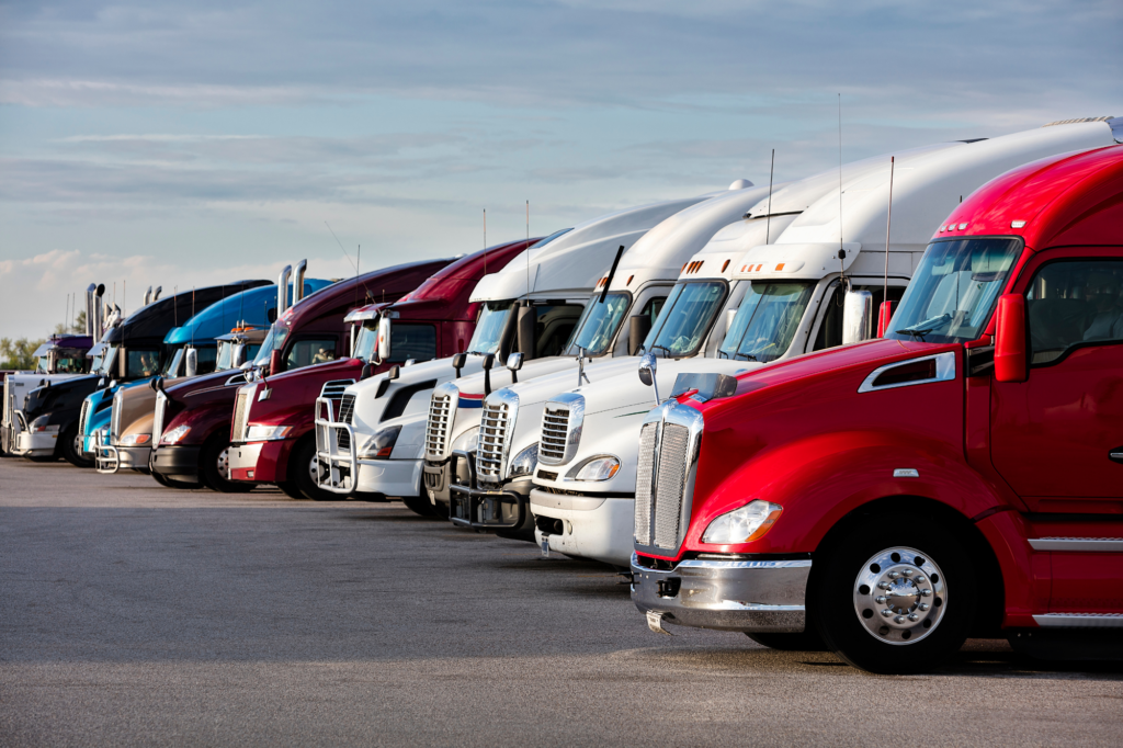 Fleet of freight trucks