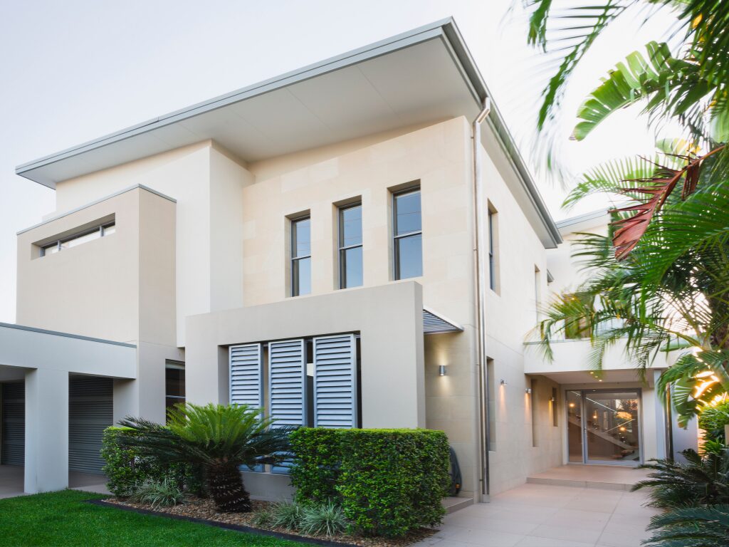 Photo of the exterior of a modern design house, concept photo of a property undergoing a bank valuation as a part of a home loan process