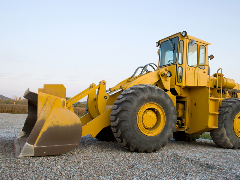 Large yellow construction machinery, yellow goods for construction