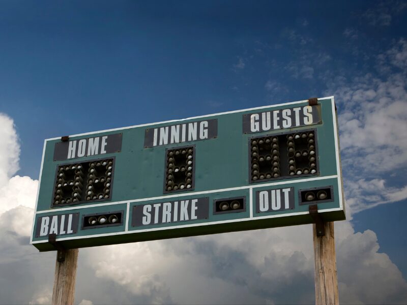 Baseball scoreboard for a school