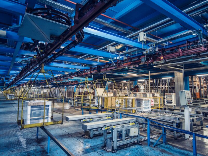 The inside of a manufacturing plant or factory