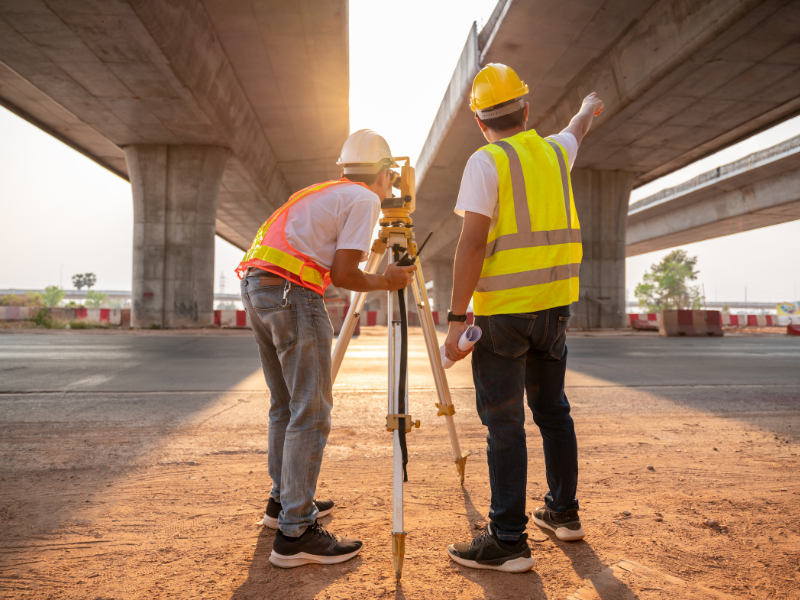 Civil engineers working at a construction site
