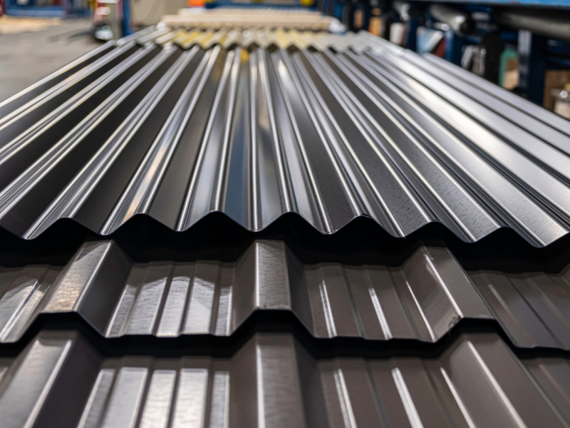 Sheets of metal produced in a metal fabrication factory