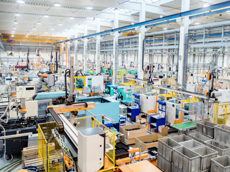 The interior of a large plastics manufacturing plant