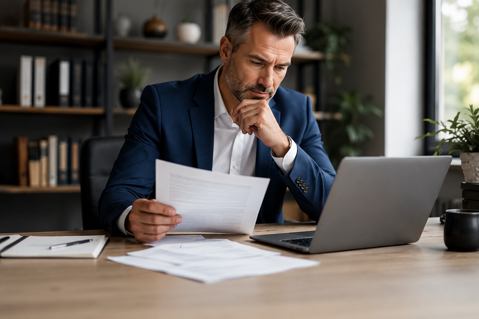 Australian business owner reviewing property documents to assess eligibility for a private lending loan